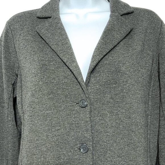 Tahari Sweater Blazer Womens M Gray Stretch Knit Jersey Jacket Workwear Office - Picture 2 of 9